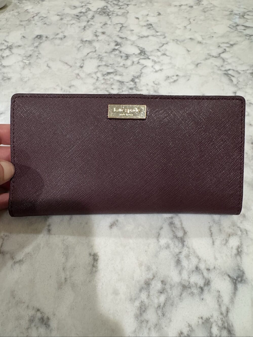 Women’s Kate Spade New York Bifold Wallet - Burgundy Wine - Gold Hardware